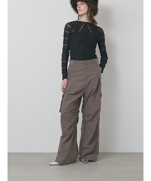 styling/（スタイリング）の「ラッフルレース2WAYシアートップス（Tシャツ/カットソー・レディース・ホワイト/ブラック・F）」の5枚目の写真