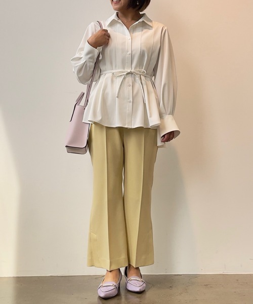 COHINA(コヒナ)の「サイドベンツカラーフレアパンツ 【低身長・小柄女性】(スラックス・レディース・グリーン/イエロー・XS-Short/XS-Regular)」の8枚目の写真