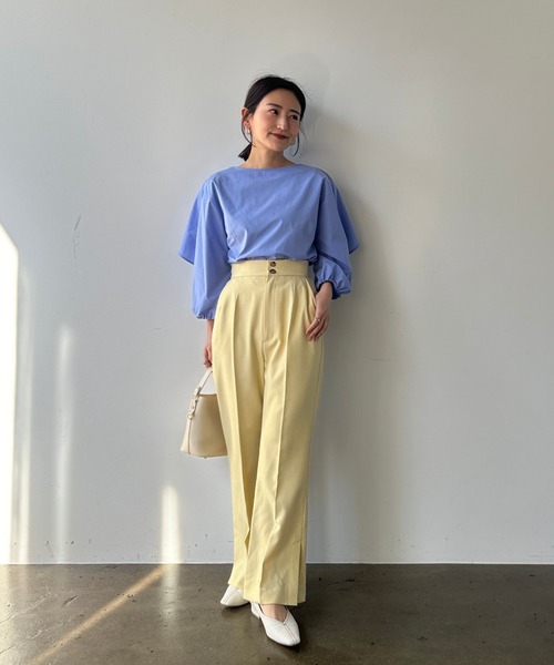 COHINA(コヒナ)の「サイドベンツカラーフレアパンツ 【低身長・小柄女性】(スラックス・レディース・グリーン/イエロー・XS-Short/XS-Regular)」の9枚目の写真