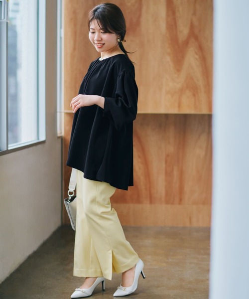 COHINA(コヒナ)の「サイドベンツカラーフレアパンツ 【低身長・小柄女性】(スラックス・レディース・グリーン/イエロー・XS-Short/XS-Regular)」の13枚目の写真