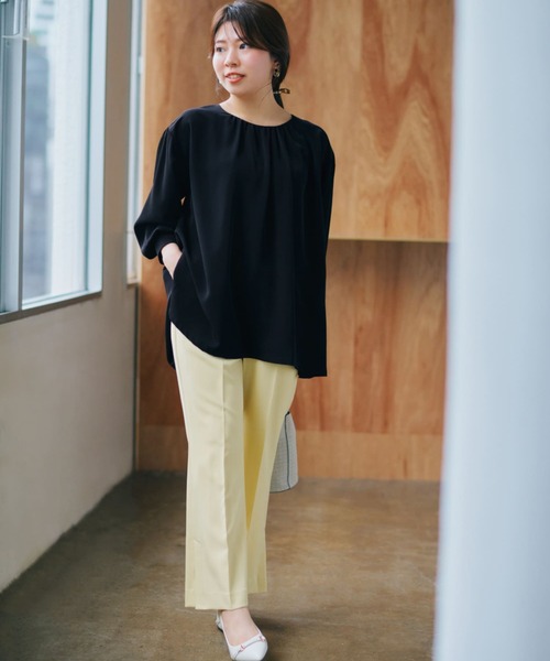 COHINA(コヒナ)の「サイドベンツカラーフレアパンツ 【低身長・小柄女性】(スラックス・レディース・グリーン/イエロー・XS-Short/XS-Regular)」の14枚目の写真