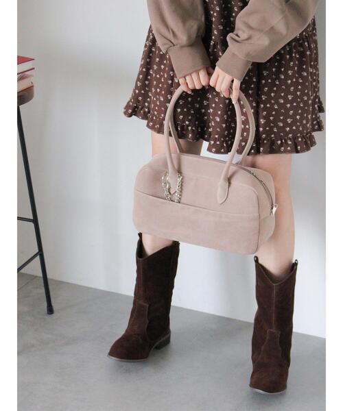 ehka sopo（エヘカソポ）の「チャーム付きエコスウェードボストン（ハンドバッグ・レディース・ブラウン/グリーン/ベージュ・F）」の5枚目の写真