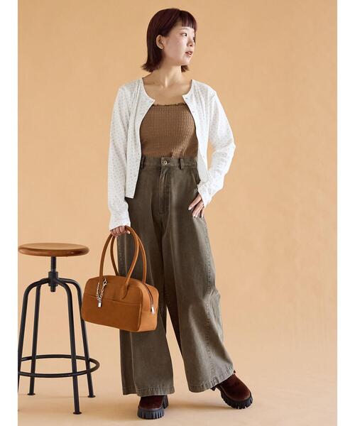 ehka sopo（エヘカソポ）の「チャーム付きエコスウェードボストン（ハンドバッグ・レディース・ブラウン/グリーン/ベージュ・F）」の15枚目の写真