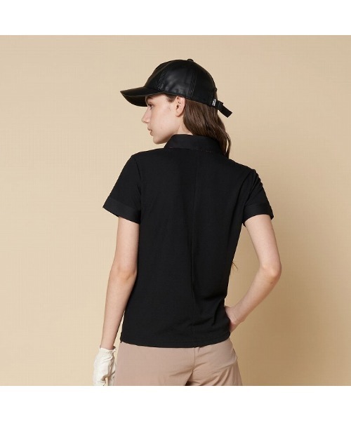 VIVA HEART(ビバハート)の「【VIVA HEART/GOLF】ハートドット衿半袖カノコシャツ(シャツ/ブラウス・レディース・ブラック/オフホワイト・40/38/42)」の4枚目の写真