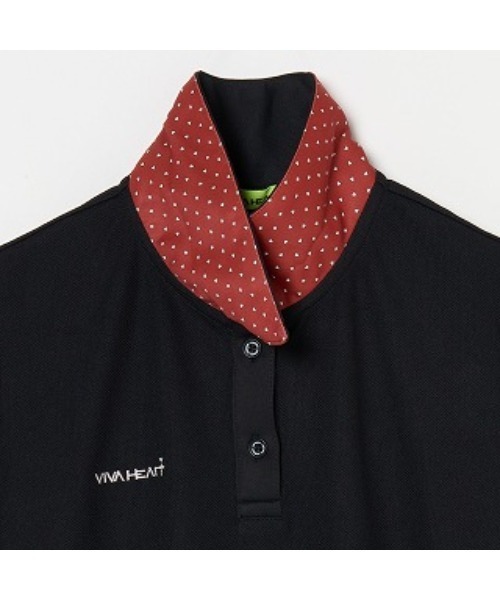 VIVA HEART(ビバハート)の「【VIVA HEART/GOLF】ハートドット衿半袖カノコシャツ(シャツ/ブラウス・レディース・ブラック/オフホワイト・40/38/42)」の7枚目の写真