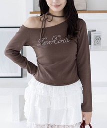 clear | レースフリルロゴ入りレイヤード風長袖カットソー［韓国ファッション ガーリー］≪AW新作≫(Tシャツ/カットソー)