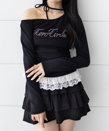 clear | レースフリルロゴ入りレイヤード風長袖カットソー［韓国ファッション ガーリー］≪AW新作≫(Tシャツ/カットソー)