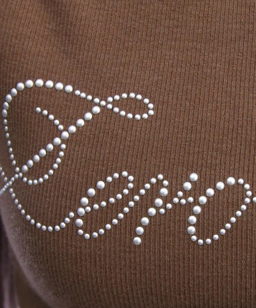 clear（クリア）の「レースフリルロゴ入りレイヤード風長袖カットソー［韓国ファッション ガーリー］（Tシャツ/カットソー・レディース・ブラック/アイボリー/ブラウン/グレー・F）」の12枚目の写真