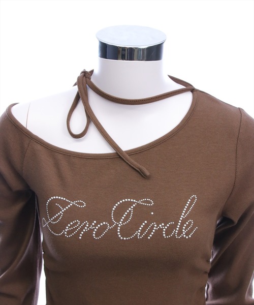 clear（クリア）の「レースフリルロゴ入りレイヤード風長袖カットソー［韓国ファッション ガーリー］（Tシャツ/カットソー・レディース・ブラック/アイボリー/ブラウン/グレー・F）」の19枚目の写真