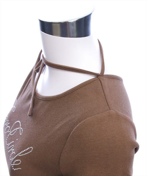 clear（クリア）の「レースフリルロゴ入りレイヤード風長袖カットソー［韓国ファッション ガーリー］（Tシャツ/カットソー・レディース・ブラック/アイボリー/ブラウン/グレー・F）」の21枚目の写真