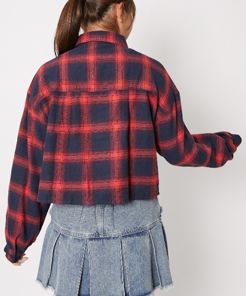 GORGE(ゴージ)の「《裾ドロスト×チェック柄》レディース シャツ 長袖 ブラウス 体型カバー 春秋冬(シャツ/ブラウス・レディース・ブラック/ブルー/レッド・F)」の6枚目の写真
