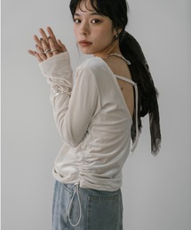 DRWCYS | カップインサイドギャザーベロアトップス(Tシャツ/カットソー)