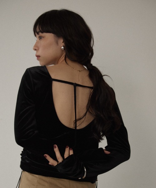 DRWCYS（ドロシーズ）の「カップインサイドギャザーベロアトップス（Tシャツ/カットソー・レディース・ホワイト/ブラック/ブラウン・FREE）」の22枚目の写真