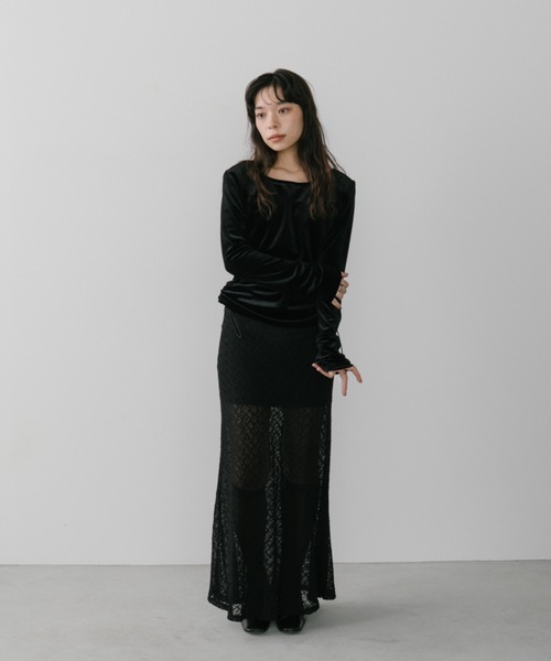 DRWCYS（ドロシーズ）の「カップインサイドギャザーベロアトップス（Tシャツ/カットソー・レディース・ホワイト/ブラック/ブラウン・FREE）」の20枚目の写真