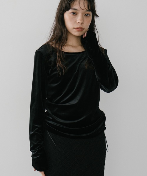 DRWCYS（ドロシーズ）の「カップインサイドギャザーベロアトップス（Tシャツ/カットソー・レディース・ホワイト/ブラック/ブラウン・FREE）」の14枚目の写真