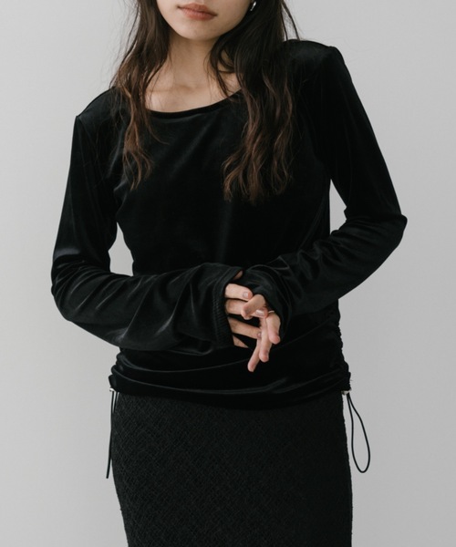 DRWCYS（ドロシーズ）の「カップインサイドギャザーベロアトップス（Tシャツ/カットソー・レディース・ホワイト/ブラック/ブラウン・FREE）」の17枚目の写真