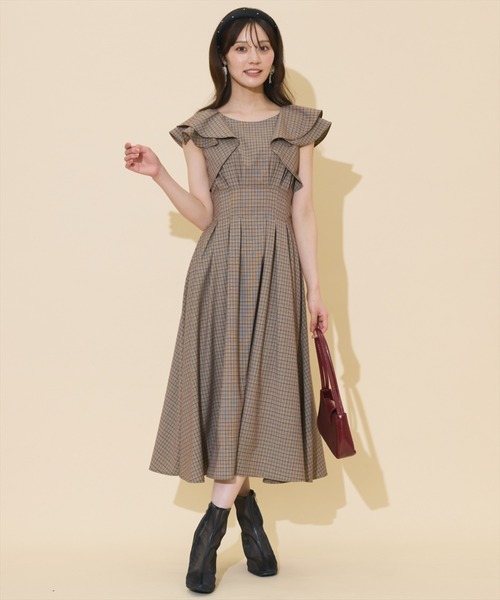 WILLSELECTION(ウィルセレクション)の「ラッフルスリーブバックリボンワンピース(ワンピース・レディース・ブラウン系その他/ブラック系その他/ダークブラウン・FREE)」の5枚目の写真