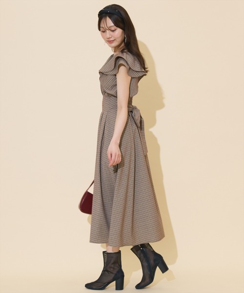 WILLSELECTION(ウィルセレクション)の「ラッフルスリーブバックリボンワンピース(ワンピース・レディース・ブラウン系その他/ブラック系その他/ダークブラウン・FREE)」の6枚目の写真