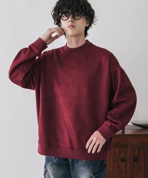 Rocky Monroe（ロッキーモンロー）の「新色追加 オーバーサイズカットコーデュロイ・スエードクルーネック長袖プルオーバー（スウェット・メンズ・チャコール/ネイビー/ブラウン/ブラック/アイボリー/ブラウン系/ブラック系/ワイン・M/L/XL）」の8枚目の写真