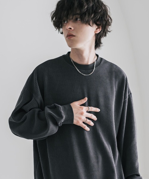 Rocky Monroe（ロッキーモンロー）の「新色追加 オーバーサイズカットコーデュロイ・スエードクルーネック長袖プルオーバー（スウェット・メンズ・チャコール/ネイビー/ブラウン/ブラック/アイボリー/ブラウン系/ブラック系/ワイン・M/L/XL）」の21枚目の写真