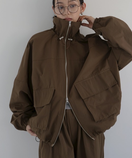 合繊ツイル スタンドカラージップブルゾン（その他アウター）｜hellam