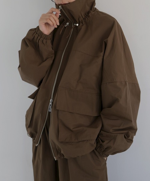 合繊ツイル スタンドカラージップブルゾン（その他アウター）｜hellam