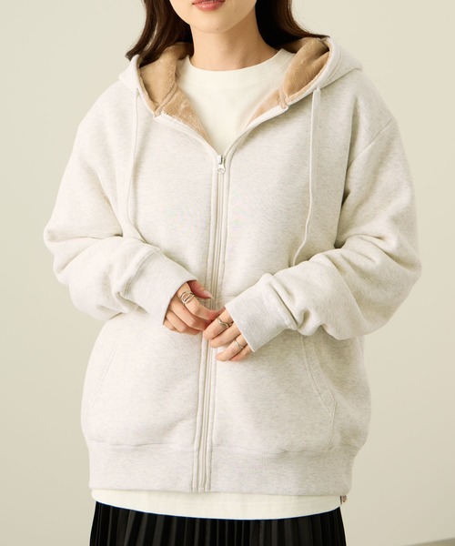 NAVY(ネイビー)の「nAvy 裏シャギージップパーカ(パーカー・レディース・杢グレー/ブラック/オートミール/ブラウン・M/L)」の2枚目の写真