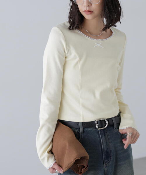 FREE'S MART（フリーズマート）の「◆コンパクトフリルカットソー（Tシャツ/カットソー・レディース・ブラック/グレー/ホワイト・FREE）」の2枚目の写真