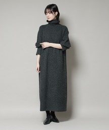NANO universe | エアリーヤーン畦編タートルニットマキシワンピース(ワンピース)