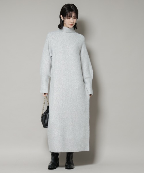 NANO universe(ナノユニバース)の「エアリーヤーン畦編タートルニットマキシワンピース(ワンピース・レディース・ブルー/ライトグレー/チャコール・FREE)」の10枚目の写真