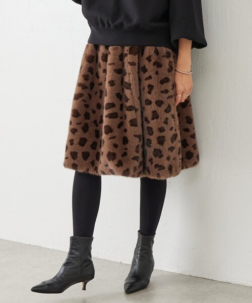 ビアズリー　新品未使用　レオパード　キュロット　スカート 15 quinze》レオパードファースカート（スカート）｜BEARDSLEY