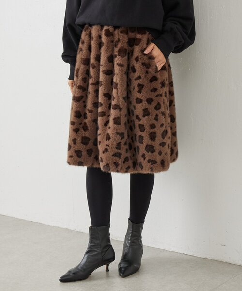 BEARDSLEY（ビアズリー）の「《15 quinze》レオパードファースカート（スカート・レディース・ブラウン・FREE）」の2枚目の写真