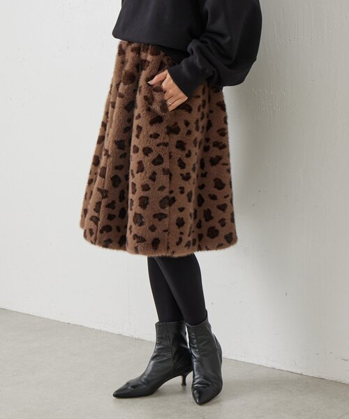 BEARDSLEY（ビアズリー）の「《15 quinze》レオパードファースカート（スカート・レディース・ブラウン・FREE）」の3枚目の写真