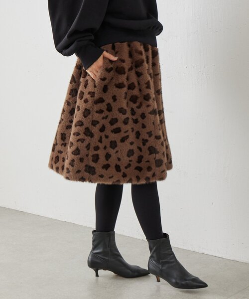 BEARDSLEY（ビアズリー）の「《15 quinze》レオパードファースカート（スカート・レディース・ブラウン・FREE）」の5枚目の写真
