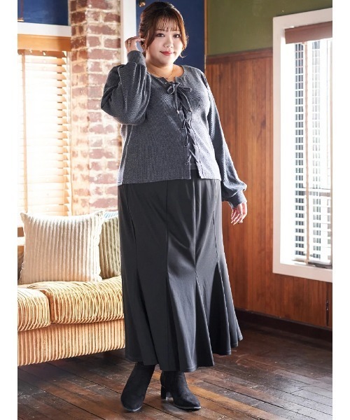 Re-J&SUPURE(リジェイアンドスプル)の「【大きいサイズ】【Kannaコラボ】リブレースアッププルオーバー(Tシャツ/カットソー・レディース・ダークグレー/ブラック・XX-LARGE/XXX-LARGE/XXXX-LARGE)」の15枚目の写真