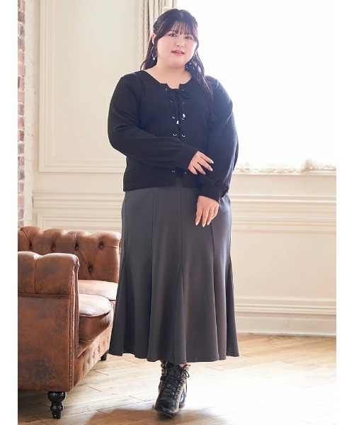 Re-J&SUPURE(リジェイアンドスプル)の「【大きいサイズ】【Kannaコラボ】リブレースアッププルオーバー(Tシャツ/カットソー・レディース・ダークグレー/ブラック・XX-LARGE/XXX-LARGE/XXXX-LARGE)」の9枚目の写真