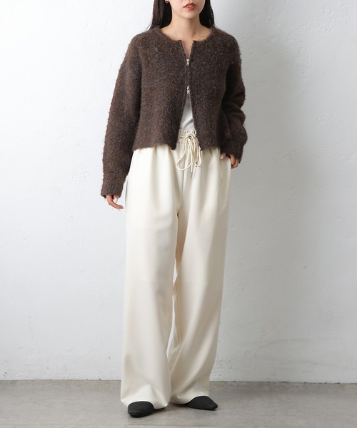 COLONY 2139（コロニートゥーワンスリーナイン）の「ウールライクイージーワイドパンツ（スラックス・レディース・ブラック/アイボリー/チャコールグレー・MEDIUM/SMALL）」の5枚目の写真