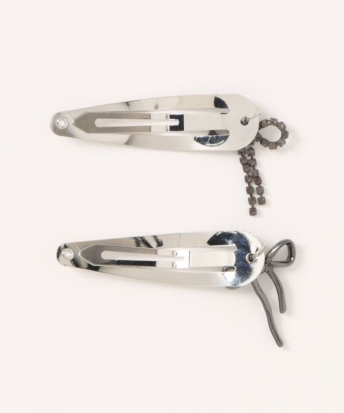 repipi armario（レピピ アルマリオ）の「【2個SET】リボンパッチンピン（ヘアピン・キッズ・ブラック/シルバー・ONESIZE）」の9枚目の写真