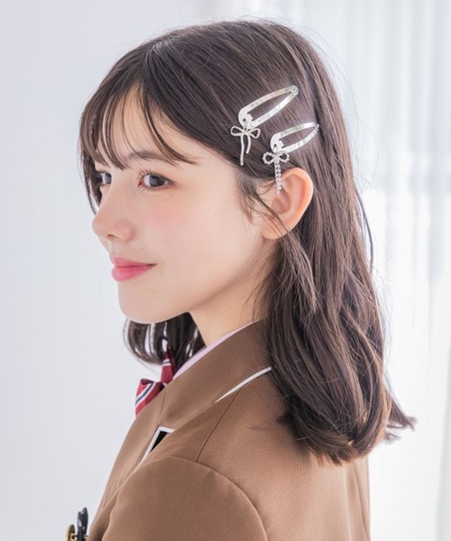 repipi armario（レピピ アルマリオ）の「【2個SET】リボンパッチンピン（ヘアピン・キッズ・ブラック/シルバー・ONESIZE）」の4枚目の写真