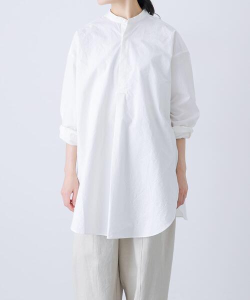 かぐれ（カグレ）の「Cotton tunic shirts（シャツ/ブラウス・レディース・ライトグレー/オフホワイト・FREE）」の2枚目の写真