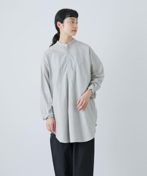 かぐれ（カグレ）の「Cotton tunic shirts（シャツ/ブラウス・レディース・ライトグレー/オフホワイト・FREE）」の17枚目の写真