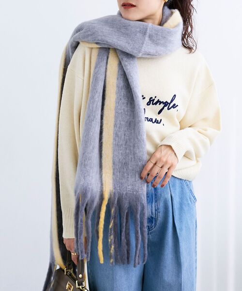 le.coeur blanc（ルクールブラン）の「《WEB限定アイテム》MIXカラーフリンジマフラー（マフラー・レディース・オフホワイト/グレー/ピンク・FREE）」の10枚目の写真