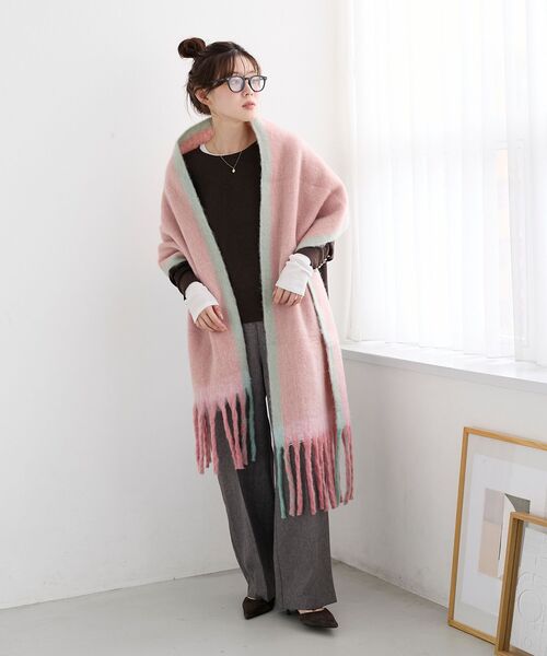 le.coeur blanc（ルクールブラン）の「《WEB限定アイテム》MIXカラーフリンジマフラー（マフラー・レディース・オフホワイト/グレー/ピンク・FREE）」の22枚目の写真