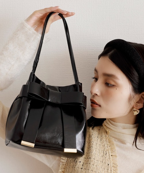 VIS（ビス）の「【復刻/WEB限定】リボンミニトートバッグ（トートバッグ・レディース・シルバー/ブラック・FREE）」の2枚目の写真