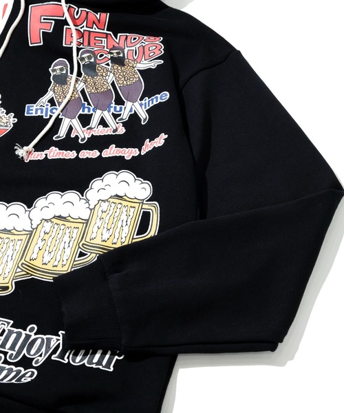 go slow caravan(ゴースローキャラバン)の「MODEM DESIGN/モデムデザイン 裏毛 総柄おじさん パーカー(パーカー・メンズ・ブラック/アイボリー・LARGE/X-LARGE/MEDIUM)」の6枚目の写真