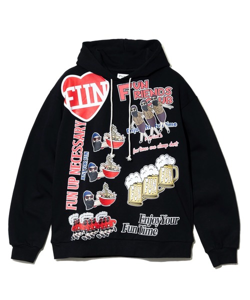 go slow caravan(ゴースローキャラバン)の「MODEM DESIGN/モデムデザイン 裏毛 総柄おじさん パーカー(パーカー・メンズ・ブラック/アイボリー・LARGE/X-LARGE/MEDIUM)」の9枚目の写真