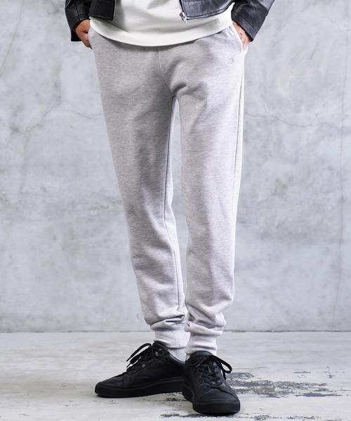 jiggys shop(ジギーズショップ)の「ワンポイント刺繍 裏毛 スリム スウェットパンツ(スウェットパンツ・メンズ・ホワイト/ブラック/グレー/ブラウン/ネイビー・SMALL/MEDIUM/LARGE/X-LARGE)」の1枚目の写真