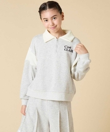 a.v.v（アーヴェヴェ）の「[130-160]【大人気！/ハーフジップトップス/プリーツキュロット】切り替えトレーナーセットアップ（セットアップ）」