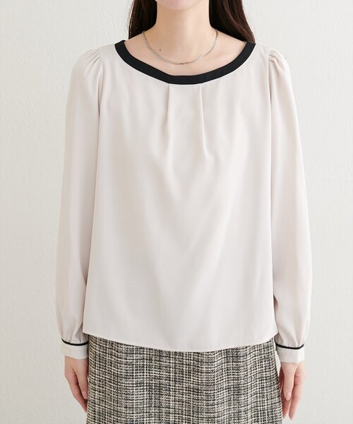セール】【WEB限定】バイカラーボートネックブラウス（シャツ/ブラウス