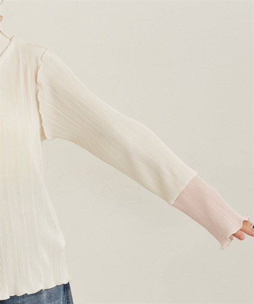 nissen（ニッセン）の「袖配色メローネックトップス（Tシャツ/カットソー・レディース・アイボリー/グレイッシュベージュ/チャコール・M/L）」の21枚目の写真